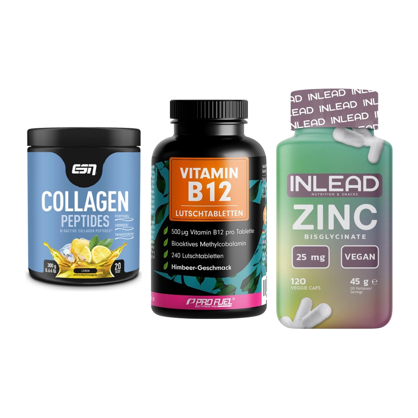 Haut, Haare & Nägel: ESN Collagen + ProFuel Vitami + INLEAD Zink – alle enthaltenen Artikel