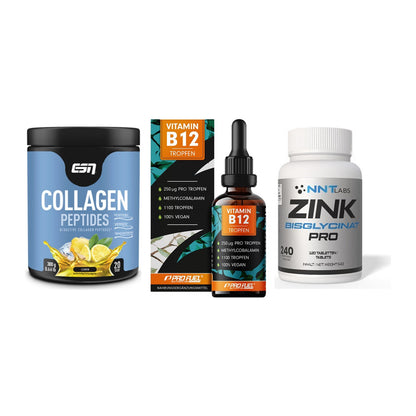 Haut, Haare & Nägel: ESN Collagen + ProFuel Vitami + NNT Zink 50mg – alle enthaltenen Artikel
