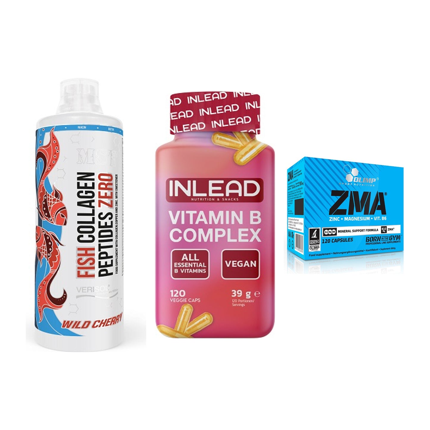 Haut, Haare & Nägel: MST Fish + INLEAD Vitamin + Olimp ZMA – alle enthaltenen Artikel