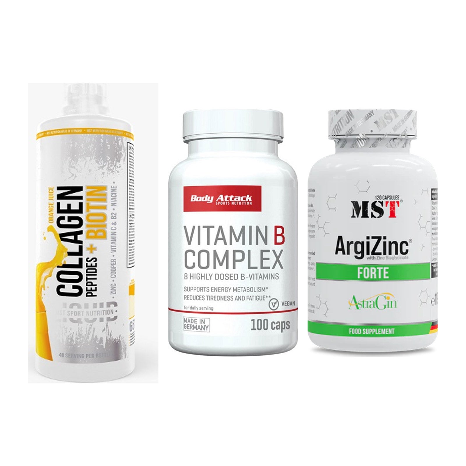 Haut, Haare & Nägel: MST Collagen + Body Attack + MST ArgiZinc – alle enthaltenen Artikel