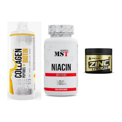 Haut, Haare & Nägel: MST Collagen + MST Niacin + Peak Zink – alle enthaltenen Artikel