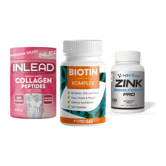 Haut, Haare & Nägel: INLEAD Collage + ProFuel BIOTIN + NNT Zink 50mg – alle enthaltenen Artikel