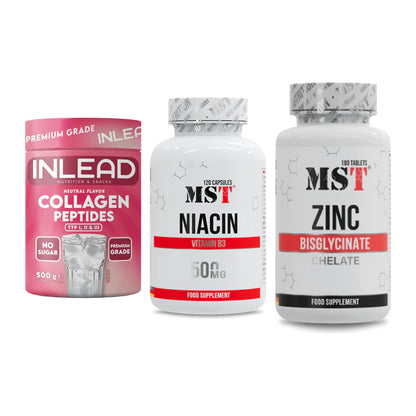 Haut, Haare & Nägel: INLEAD Collage + MST Niacin + MST Zinc – alle enthaltenen Artikel