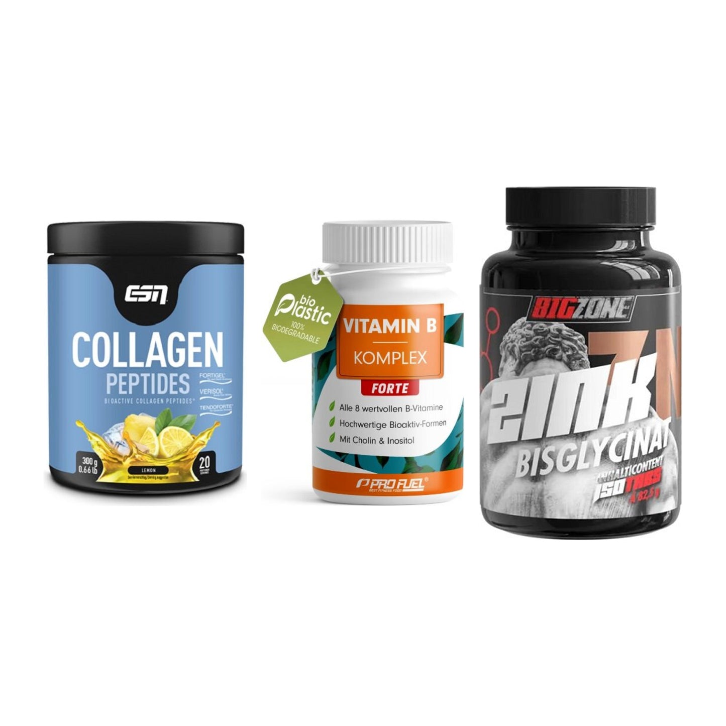 Haut, Haare & Nägel: ESN Collagen + ProFuel Vitami + Big Zone Zink – alle enthaltenen Artikel