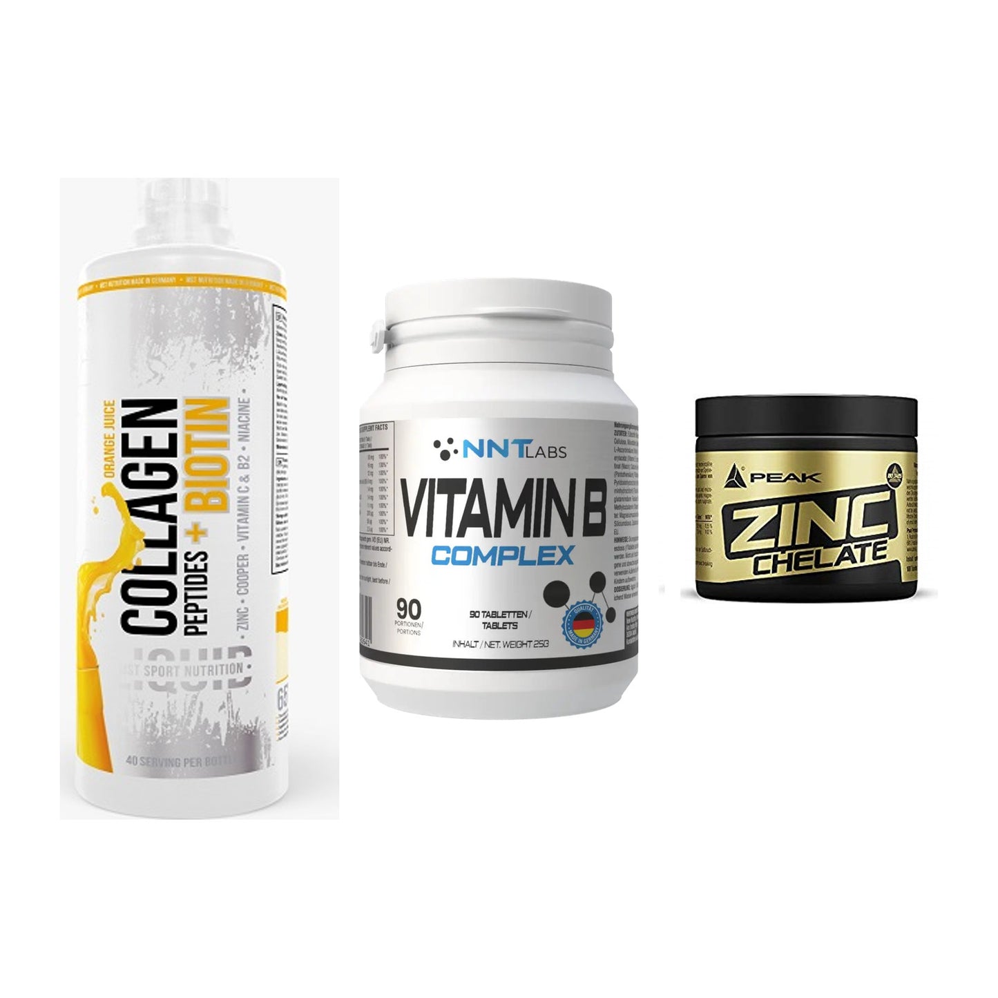 Haut, Haare & Nägel: MST Collagen + NNT Vitamin B + Peak Zink – alle enthaltenen Artikel