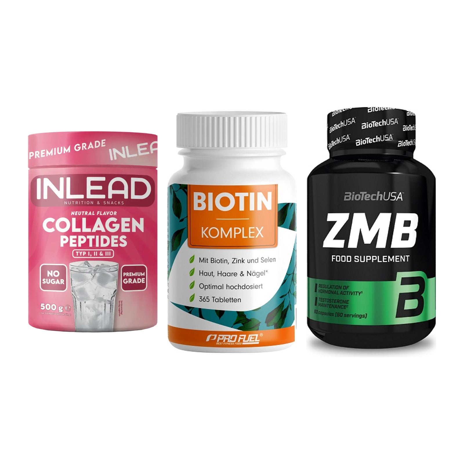 Haut, Haare & Nägel: INLEAD Collage + ProFuel BIOTIN + BioTech ZMB – alle enthaltenen Artikel