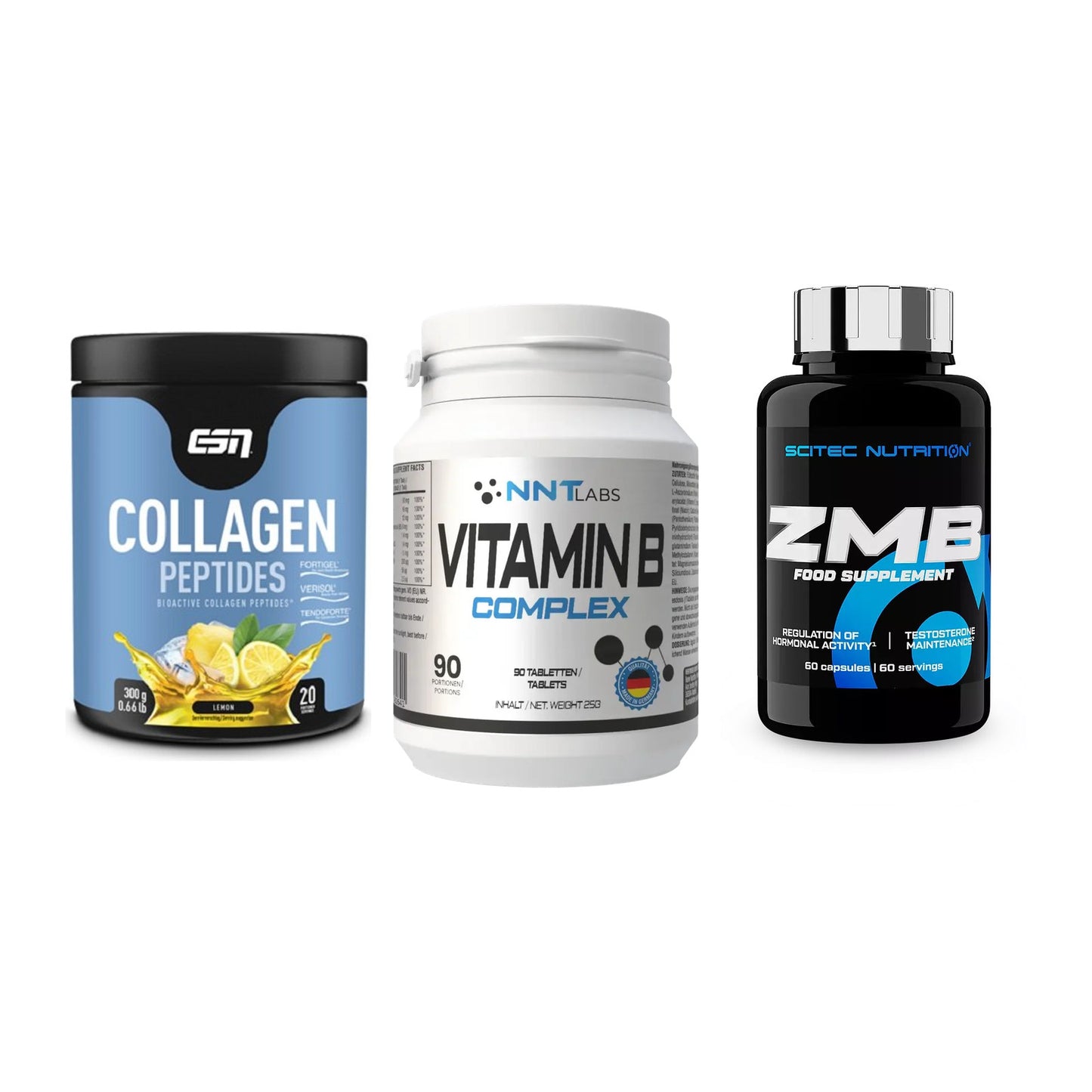 Haut, Haare & Nägel: ESN Collagen + NNT Vitamin B + Scitec ZMB – alle enthaltenen Artikel