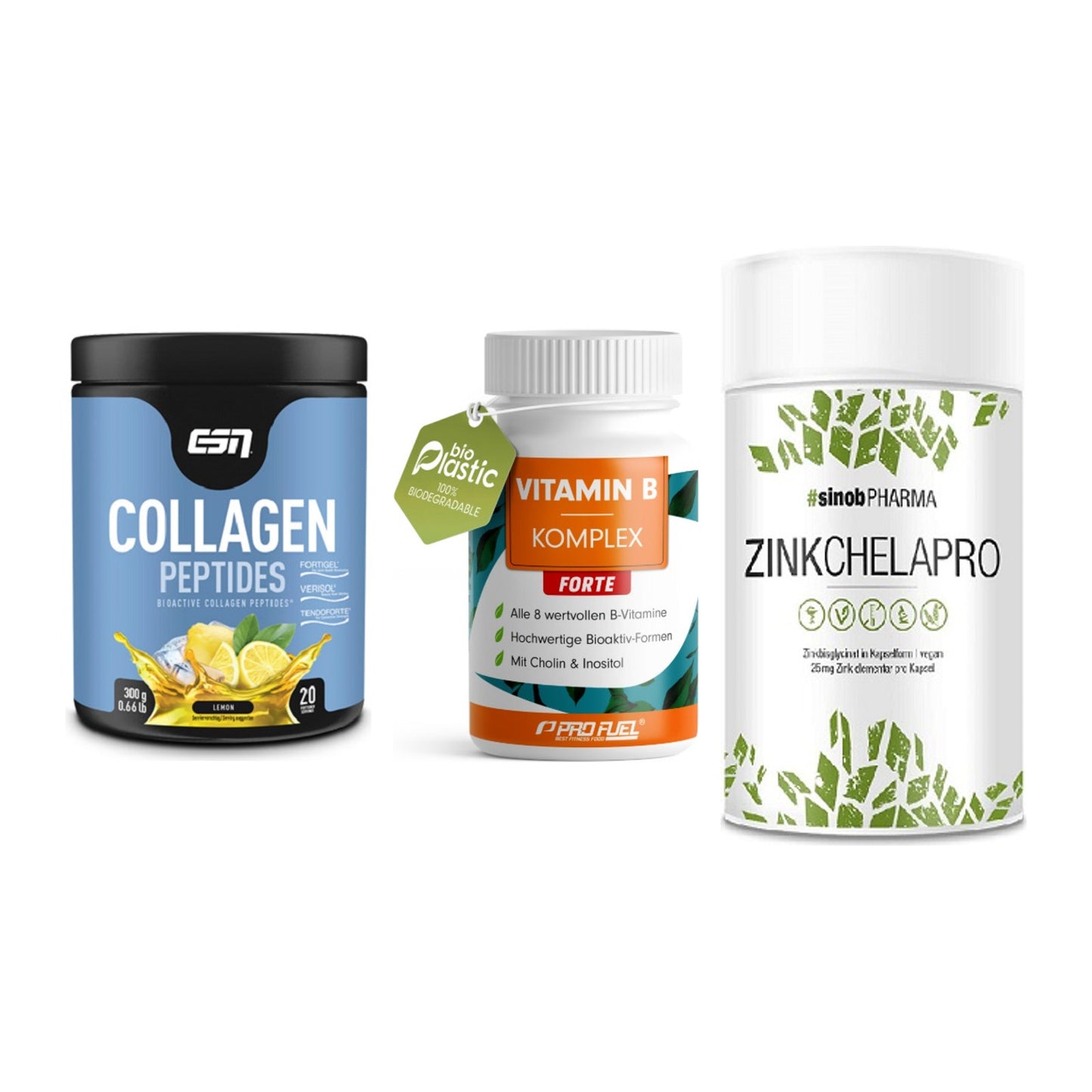 Haut, Haare & Nägel: ESN Collagen + ProFuel Vitami + Sinob Zink – alle enthaltenen Artikel