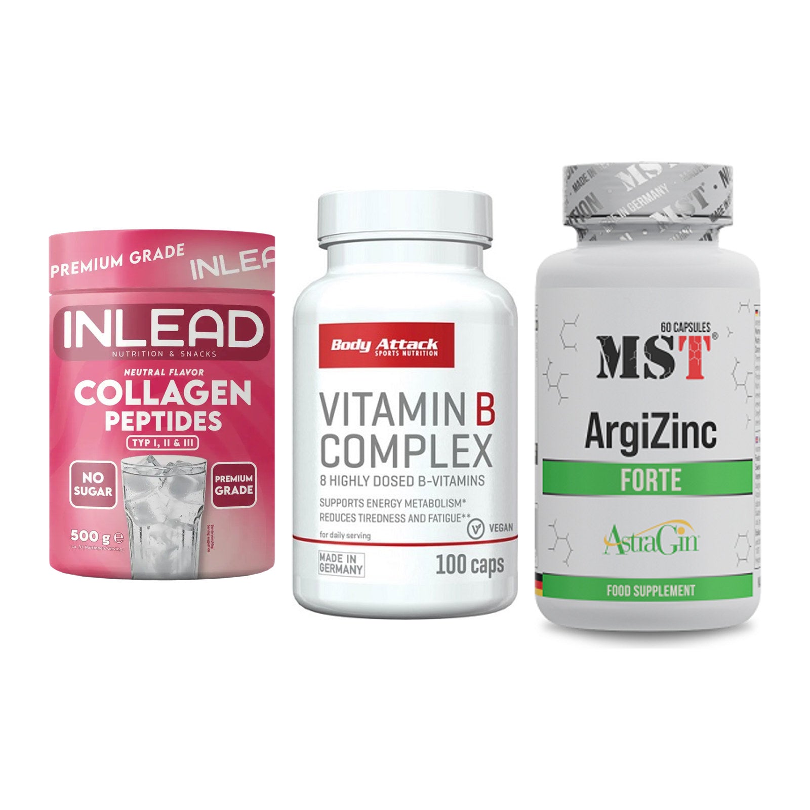 Haut, Haare & Nägel: INLEAD Collage + Body Attack + MST ArgiZinc – alle enthaltenen Artikel