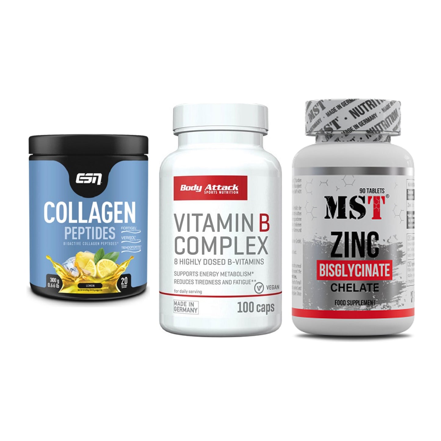 Haut, Haare & Nägel: ESN Collagen + Body Attack + MST Zinc – alle enthaltenen Artikel