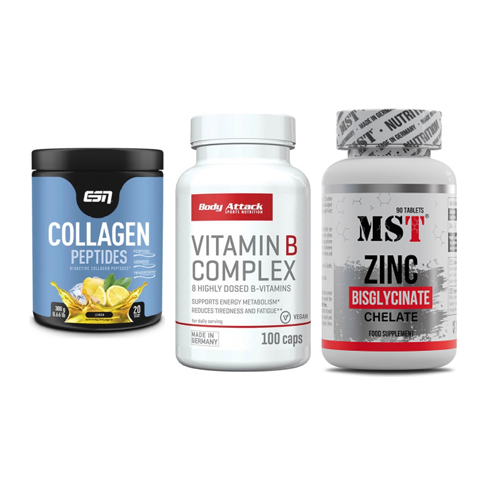 Haut, Haare & Nägel: ESN Collagen + Body Attack + MST Zinc – alle enthaltenen Artikel