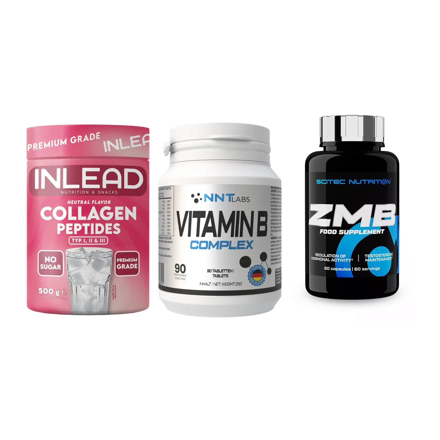 Haut, Haare & Nägel: INLEAD Collage + NNT Vitamin B + Scitec ZMB – alle enthaltenen Artikel