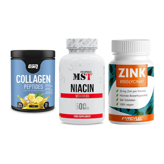 Haut, Haare & Nägel: ESN Collagen + MST Niacin + ProFuel Zink – alle enthaltenen Artikel