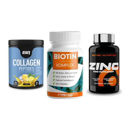 Haut, Haare & Nägel: ESN Collagen + ProFuel BIOTIN + Scitec Zinc – alle enthaltenen Artikel