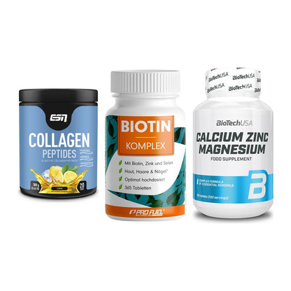 Haut, Haare & Nägel: ESN Collagen + ProFuel BIOTIN + BioTech Calciu – alle enthaltenen Artikel