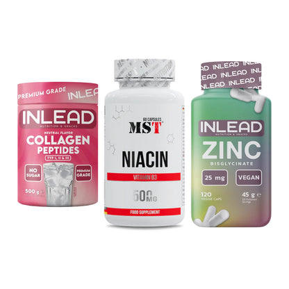 Haut, Haare & Nägel: INLEAD Collage + MST Niacin + INLEAD Zink – alle enthaltenen Artikel