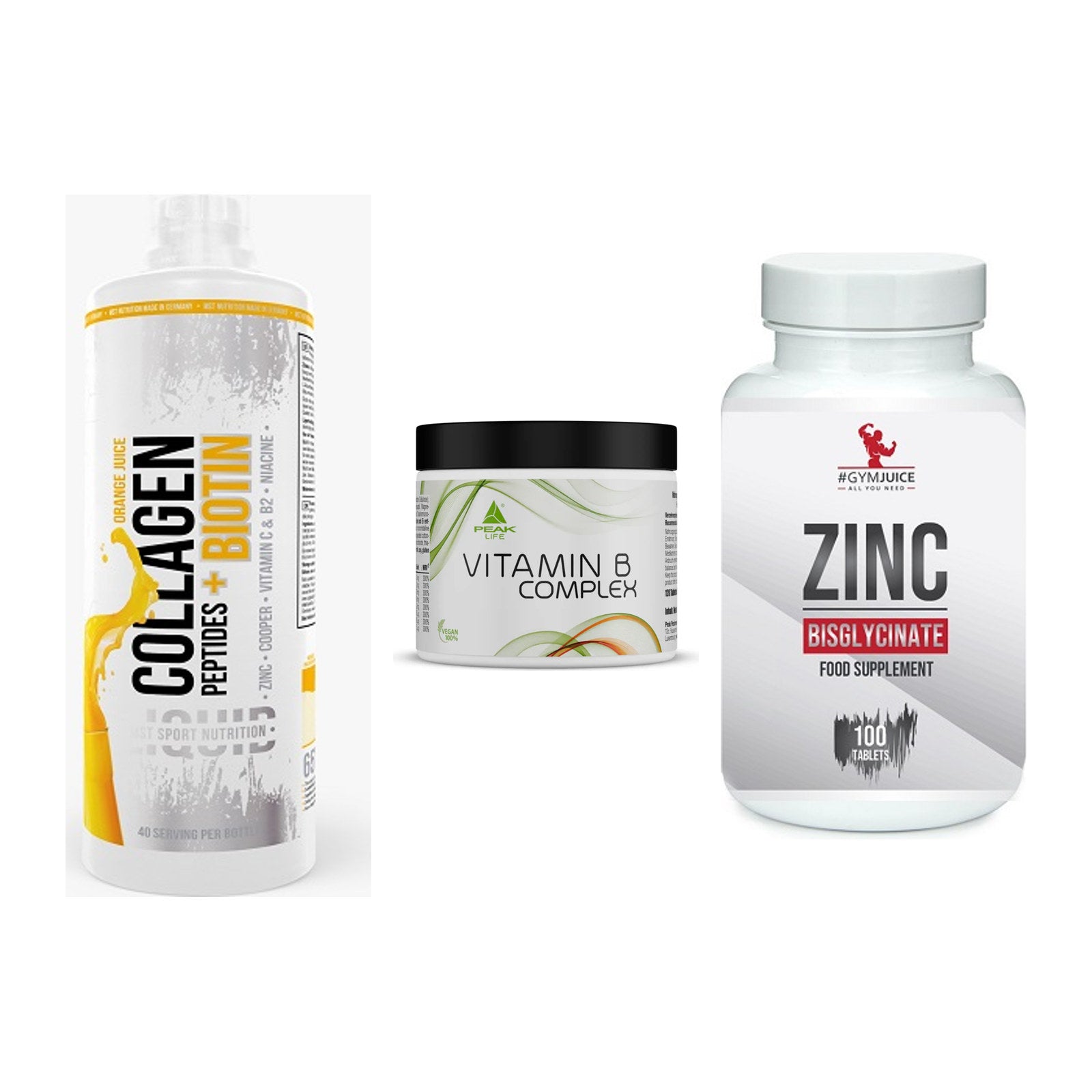 Haut, Haare & Nägel: MST Collagen + Peak Vitamin B + #GYMJUICE ZINC – alle enthaltenen Artikel