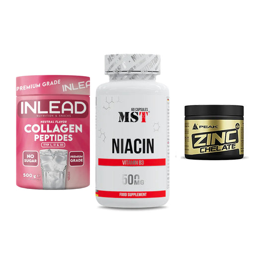 Haut, Haare & Nägel: INLEAD Collage + MST Niacin + Peak Zink – alle enthaltenen Artikel