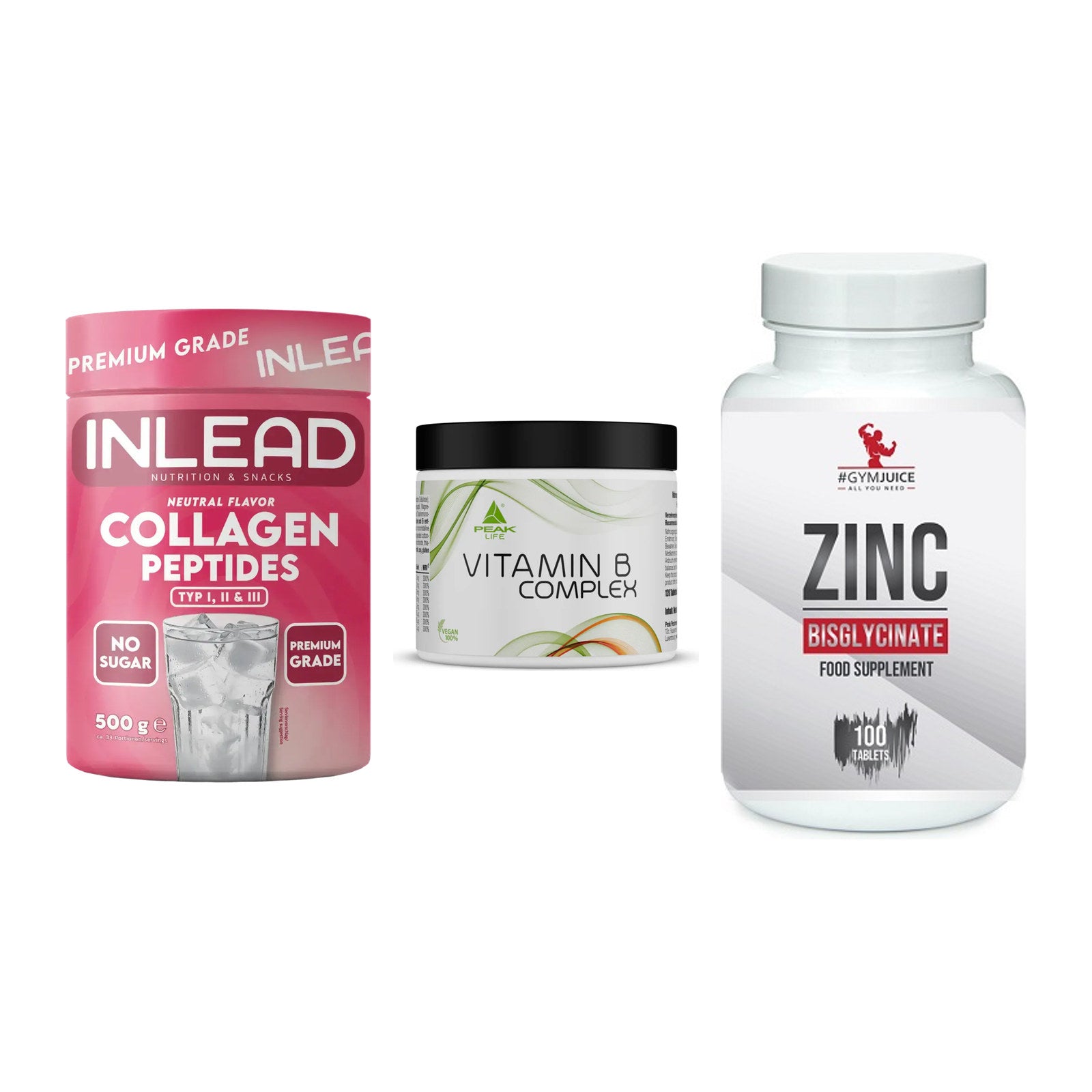 Haut, Haare & Nägel: INLEAD Collage + Peak Vitamin B + #GYMJUICE ZINC – alle enthaltenen Artikel