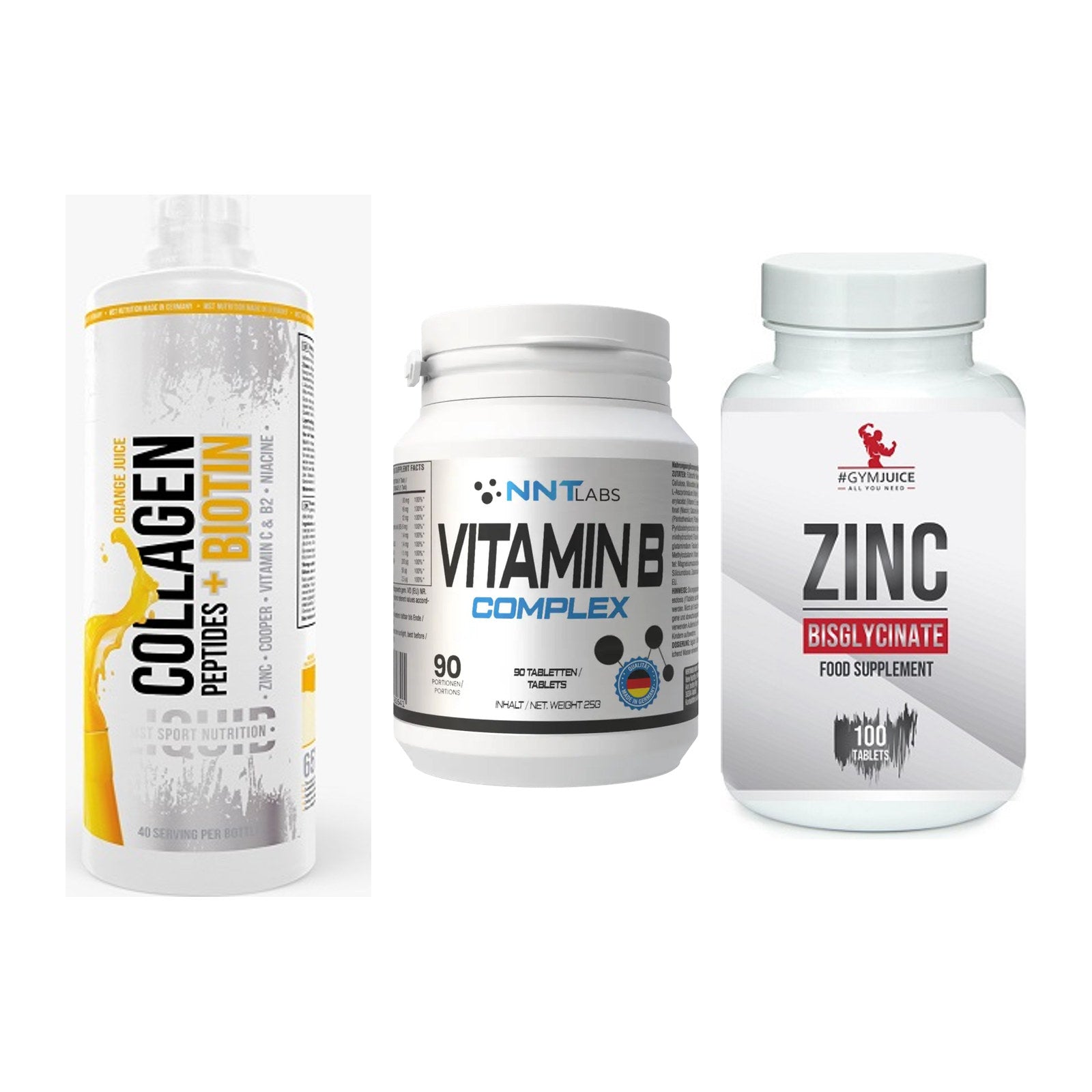 Haut, Haare & Nägel: MST Collagen + NNT Vitamin B + #GYMJUICE ZINC – alle enthaltenen Artikel