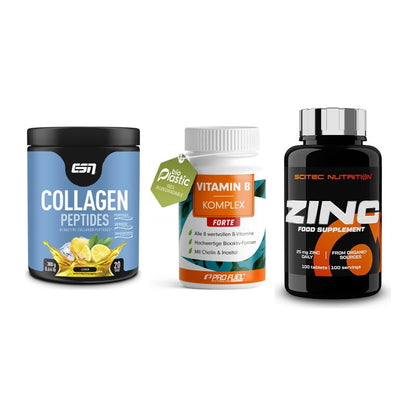 Haut, Haare & Nägel: ESN Collagen + ProFuel Vitami + Scitec Zinc – alle enthaltenen Artikel