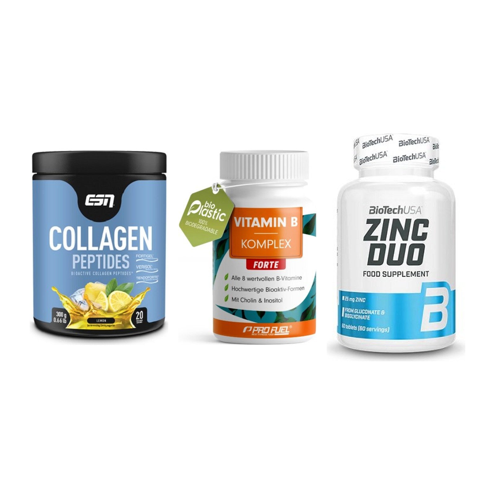 Haut, Haare & Nägel: ESN Collagen + ProFuel Vitami + BioTech Zinc – alle enthaltenen Artikel