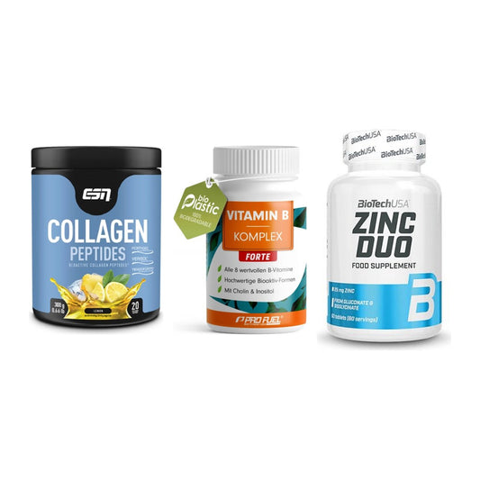 Haut, Haare & Nägel: ESN Collagen + ProFuel Vitami + BioTech Zinc – alle enthaltenen Artikel