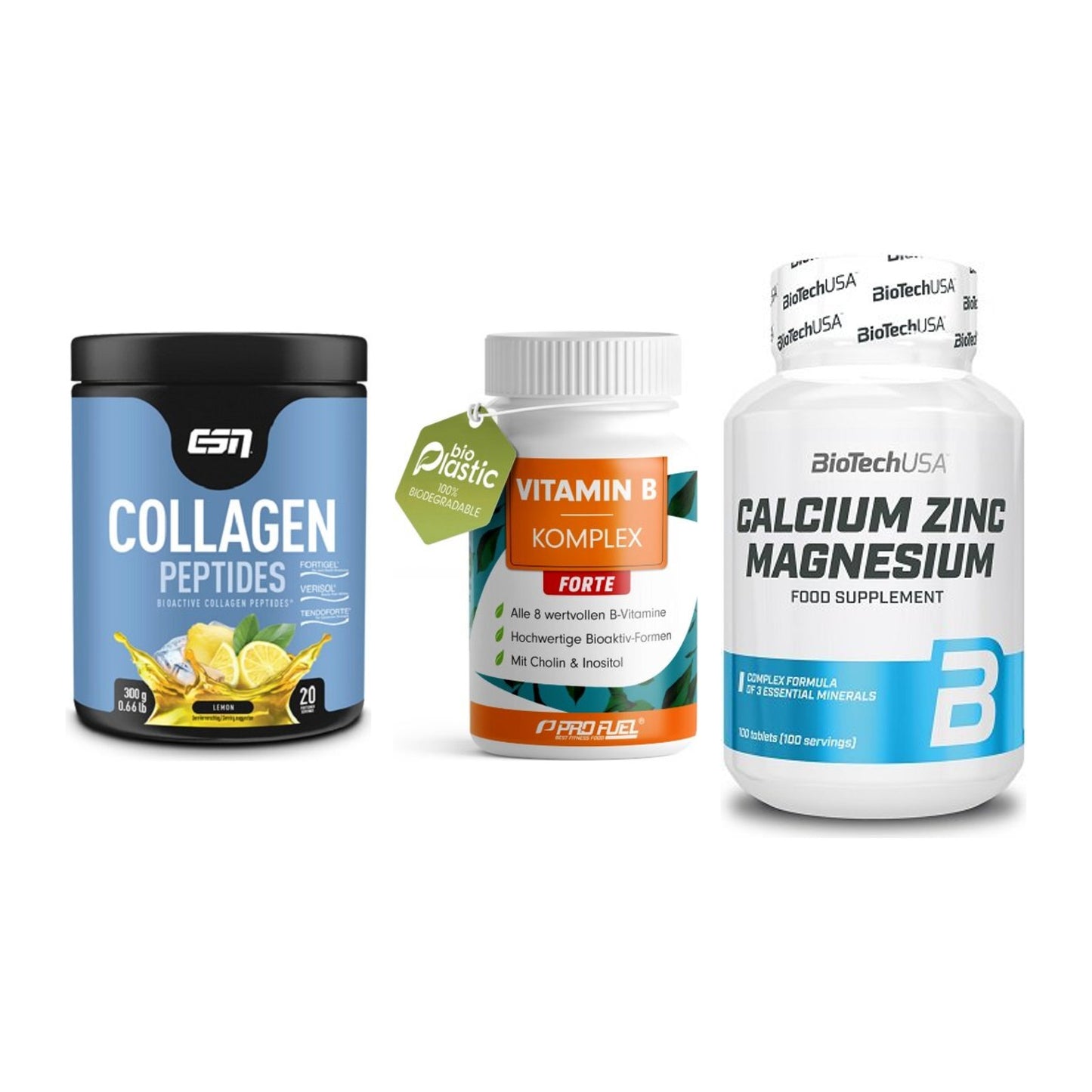 Haut, Haare & Nägel: ESN Collagen + ProFuel Vitami + BioTech Calciu – alle enthaltenen Artikel