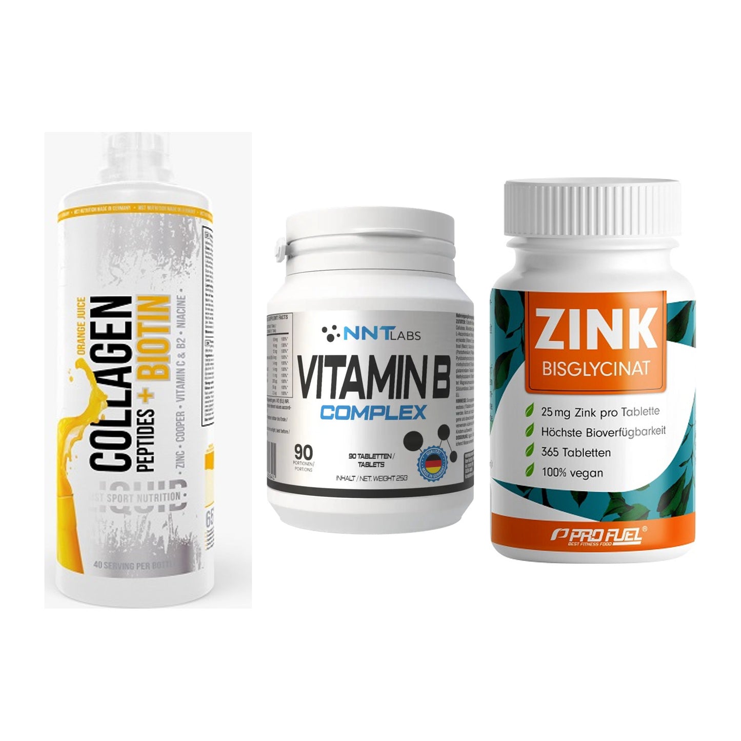 Haut, Haare & Nägel: MST Collagen + NNT Vitamin B + ProFuel Zink – alle enthaltenen Artikel