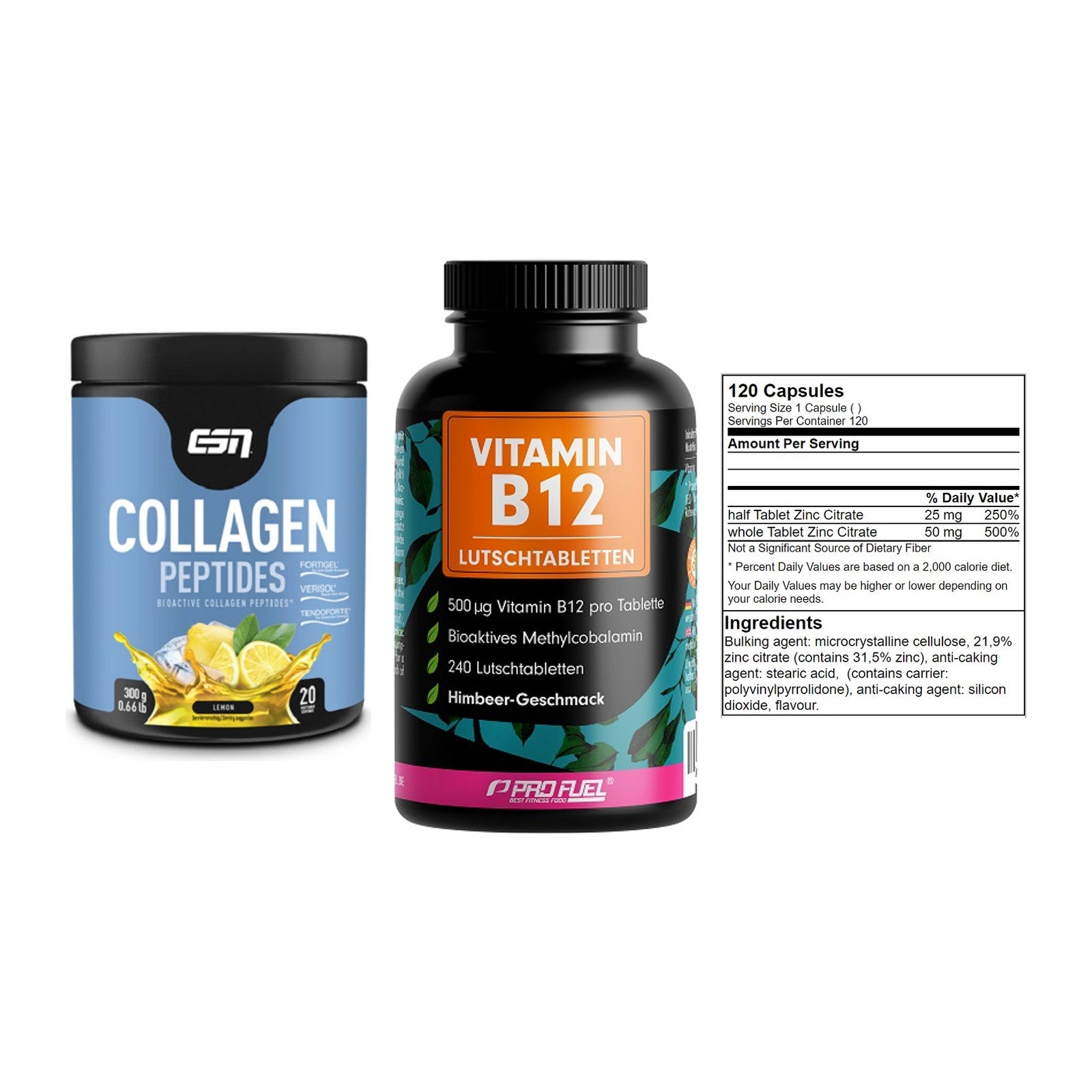 Haut, Haare & Nägel: ESN Collagen + ProFuel Vitami + GN Zinc Citrat – alle enthaltenen Artikel