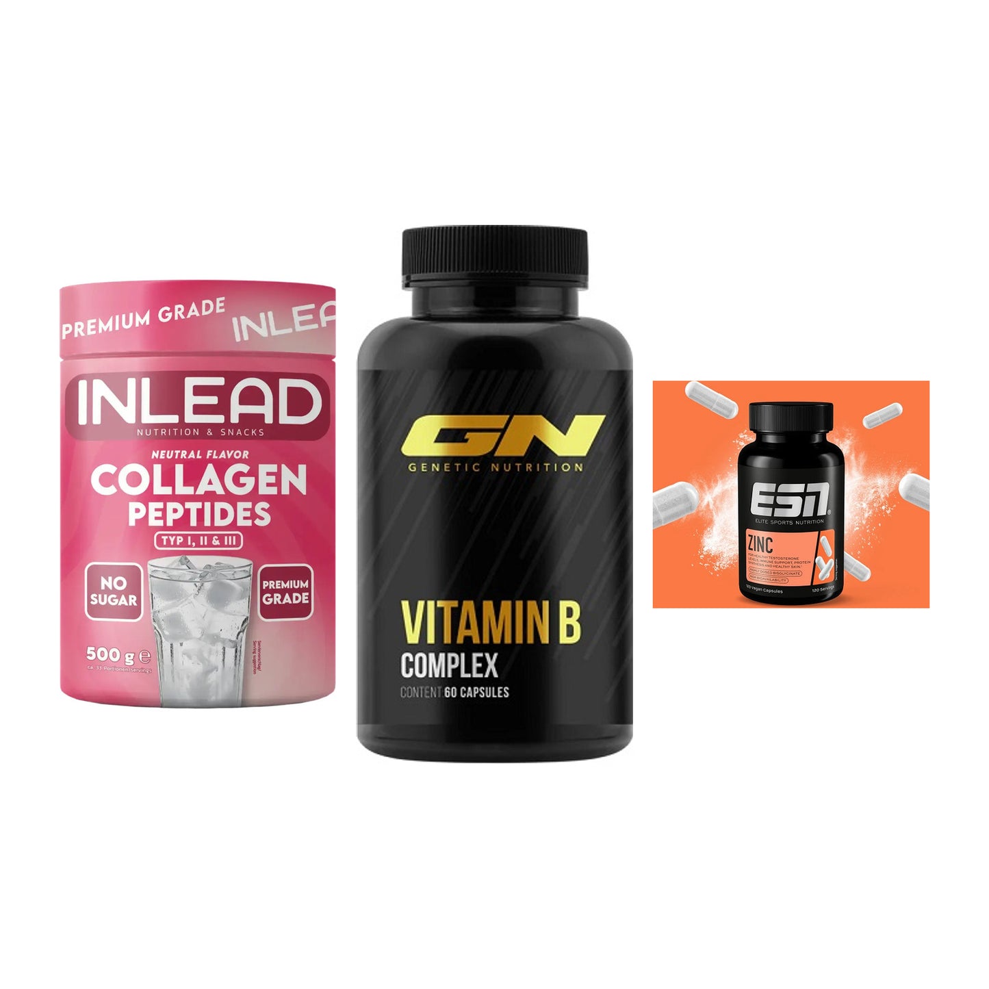 Haut, Haare & Nägel: INLEAD Collage + GN Vitamin + ESN Zinc – alle enthaltenen Artikel