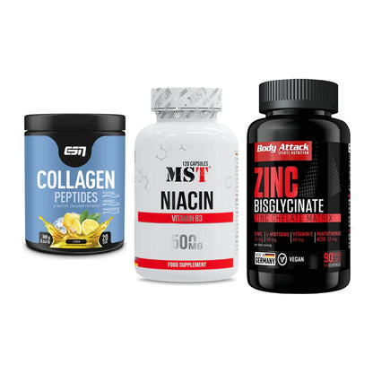 Haut, Haare & Nägel: ESN Collagen + MST Niacin + Body Attack – alle enthaltenen Artikel
