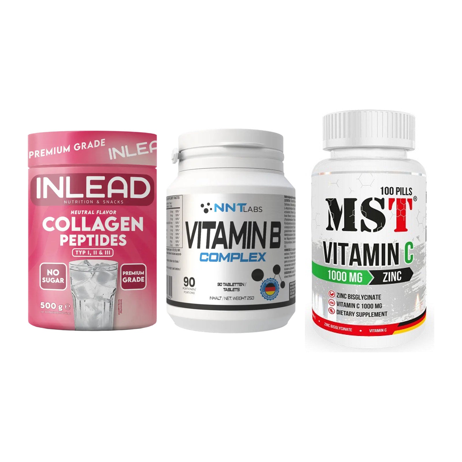 Haut, Haare & Nägel: INLEAD Collage + NNT Vitamin B + MST Vitamin C – alle enthaltenen Artikel