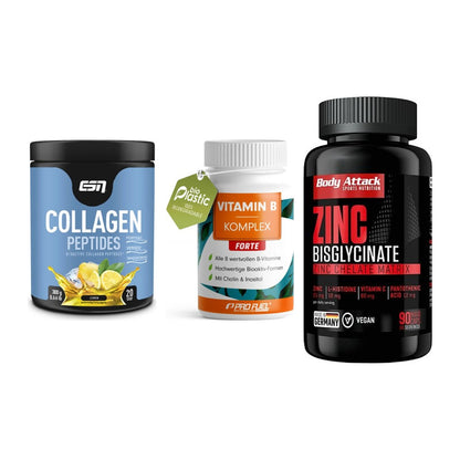 Haut, Haare & Nägel: ESN Collagen + ProFuel Vitami + Body Attack – alle enthaltenen Artikel