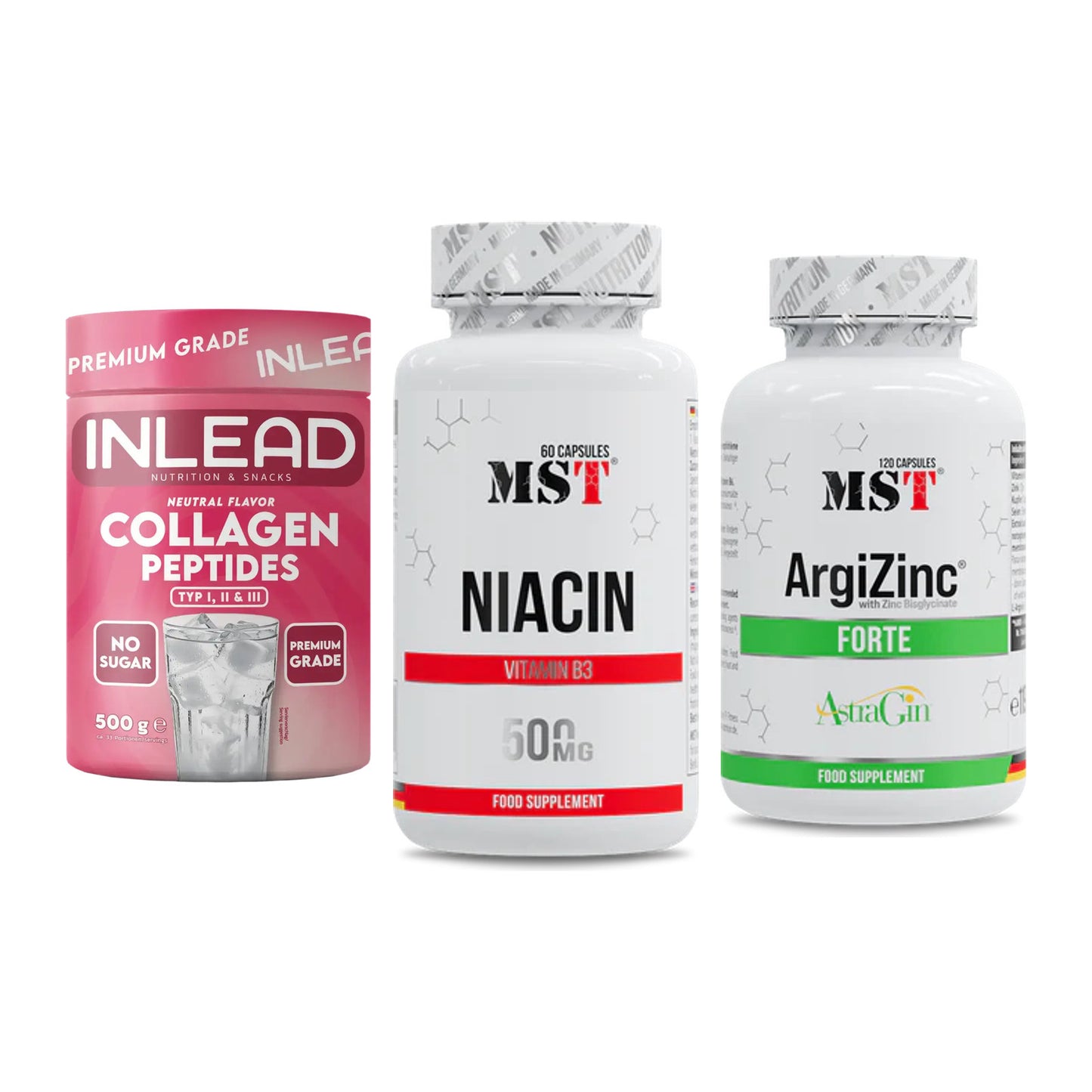 Haut, Haare & Nägel: INLEAD Collage + MST Niacin + MST ArgiZinc – alle enthaltenen Artikel