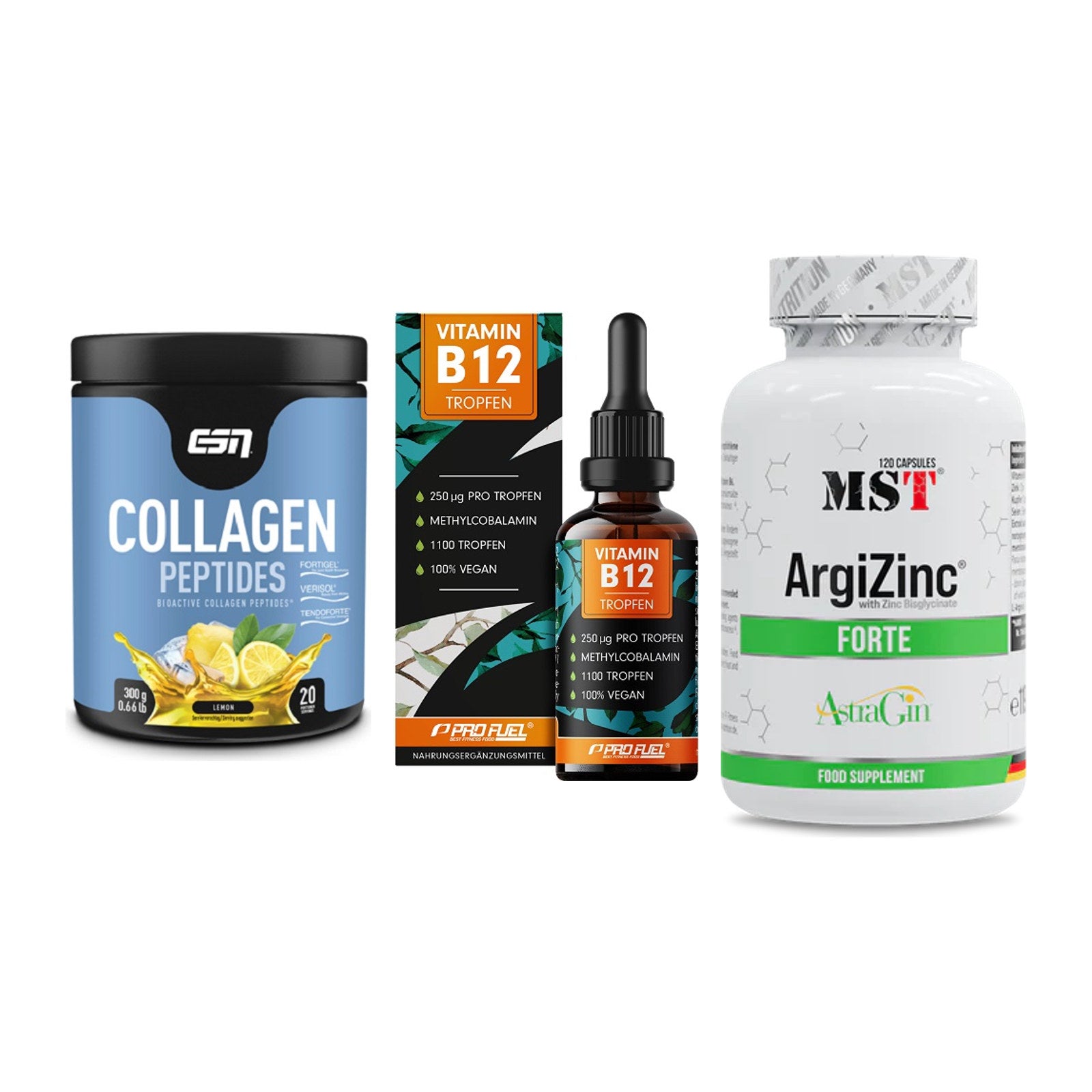 Haut, Haare & Nägel: ESN Collagen + ProFuel Vitami + MST ArgiZinc – alle enthaltenen Artikel