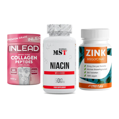 Haut, Haare & Nägel: INLEAD Collage + MST Niacin + ProFuel Zink – alle enthaltenen Artikel
