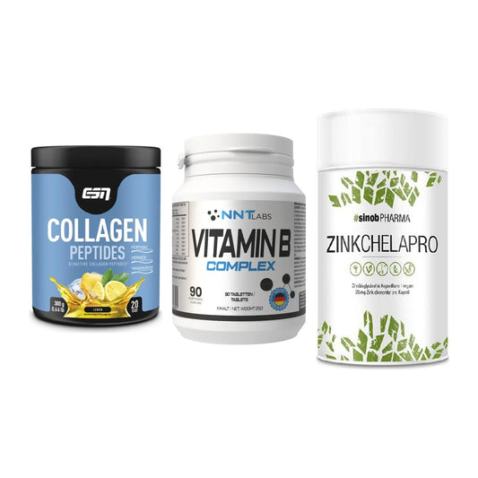 Haut, Haare & Nägel: ESN Collagen + NNT Vitamin B + Sinob Zink – alle enthaltenen Artikel