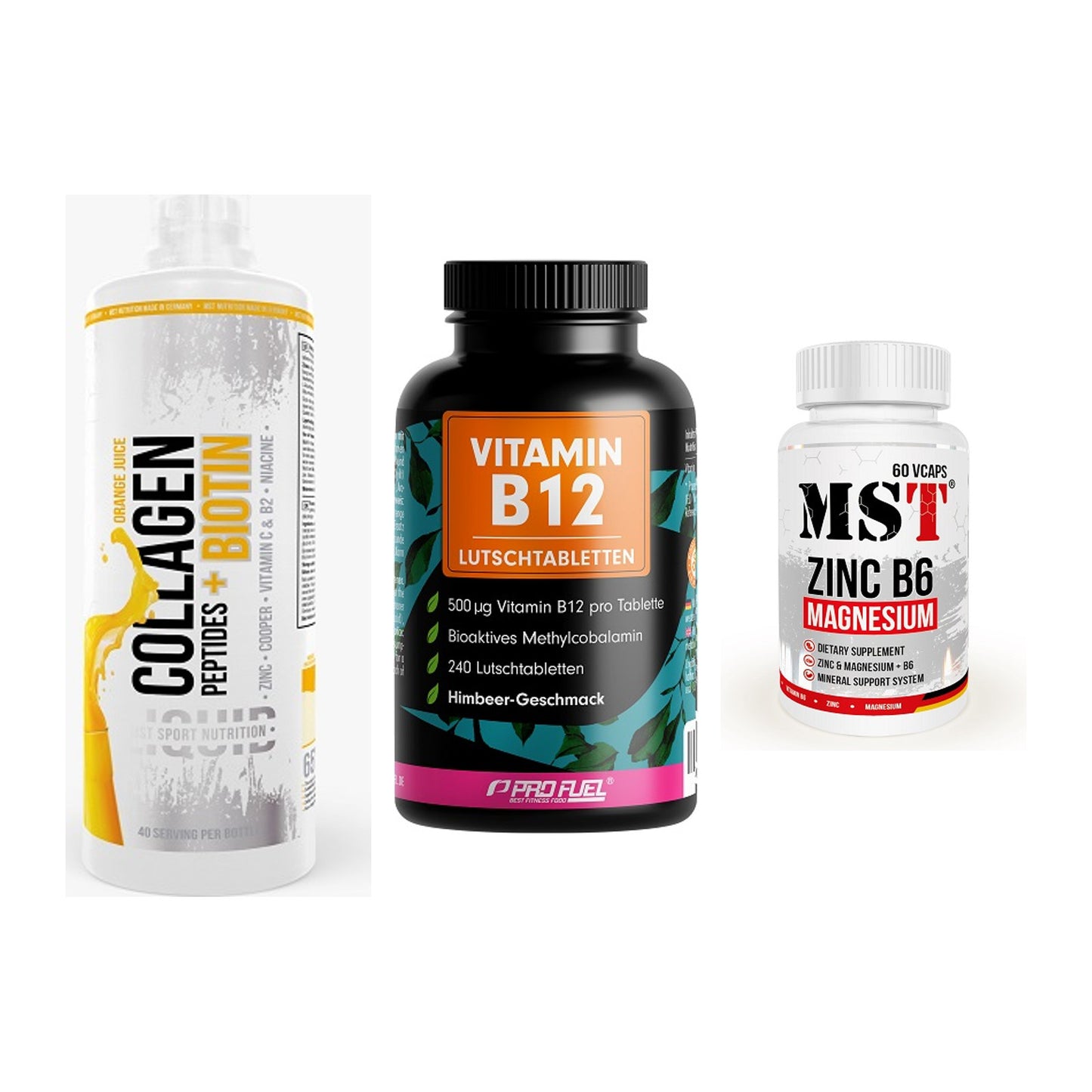 Haut, Haare & Nägel: MST Collagen + ProFuel Vitami + MST Zinc – alle enthaltenen Artikel