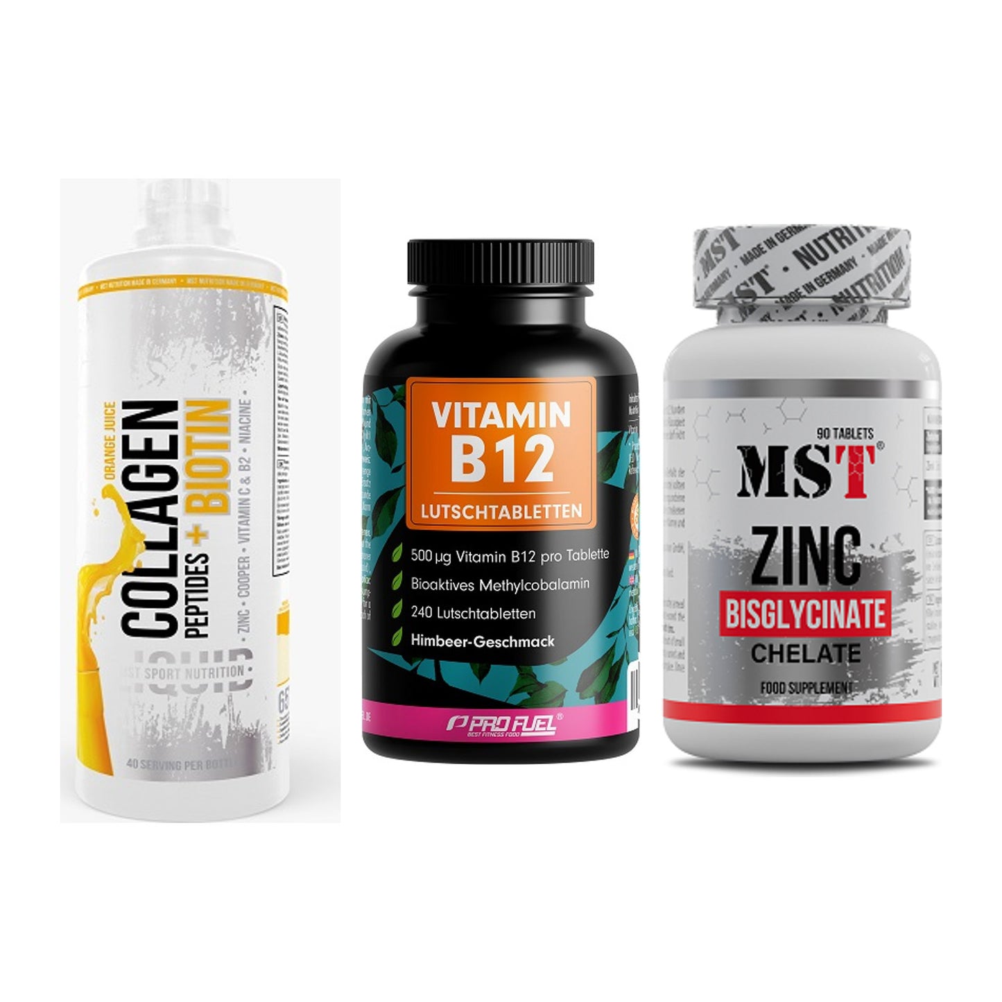 Haut, Haare & Nägel: MST Collagen + ProFuel Vitami + MST Zinc – alle enthaltenen Artikel