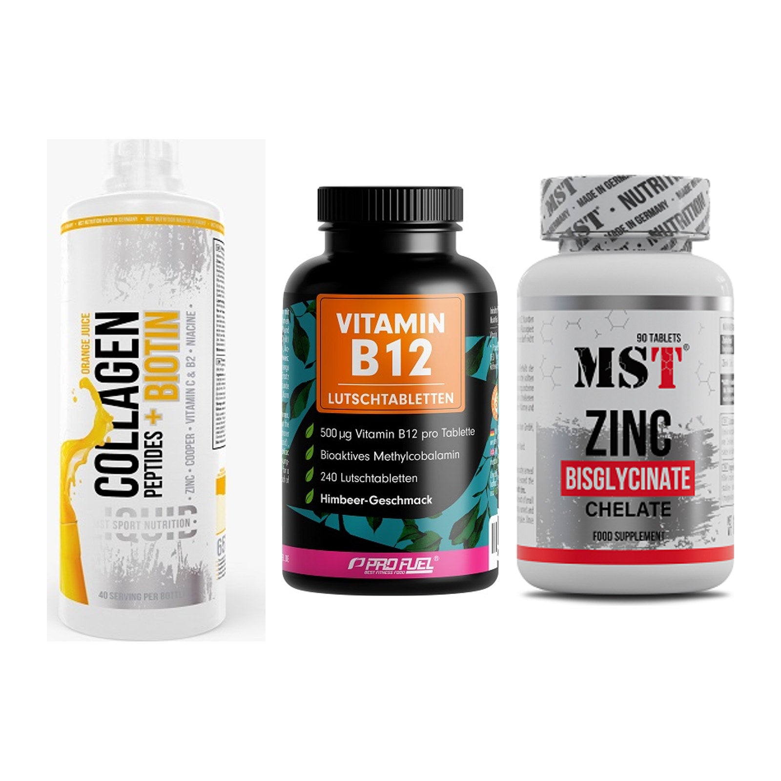 Haut, Haare & Nägel: MST Collagen + ProFuel Vitami + MST Zinc – alle enthaltenen Artikel
