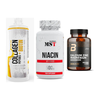 Haut, Haare & Nägel: MST Collagen + MST Niacin + BioTech Calciu – alle enthaltenen Artikel