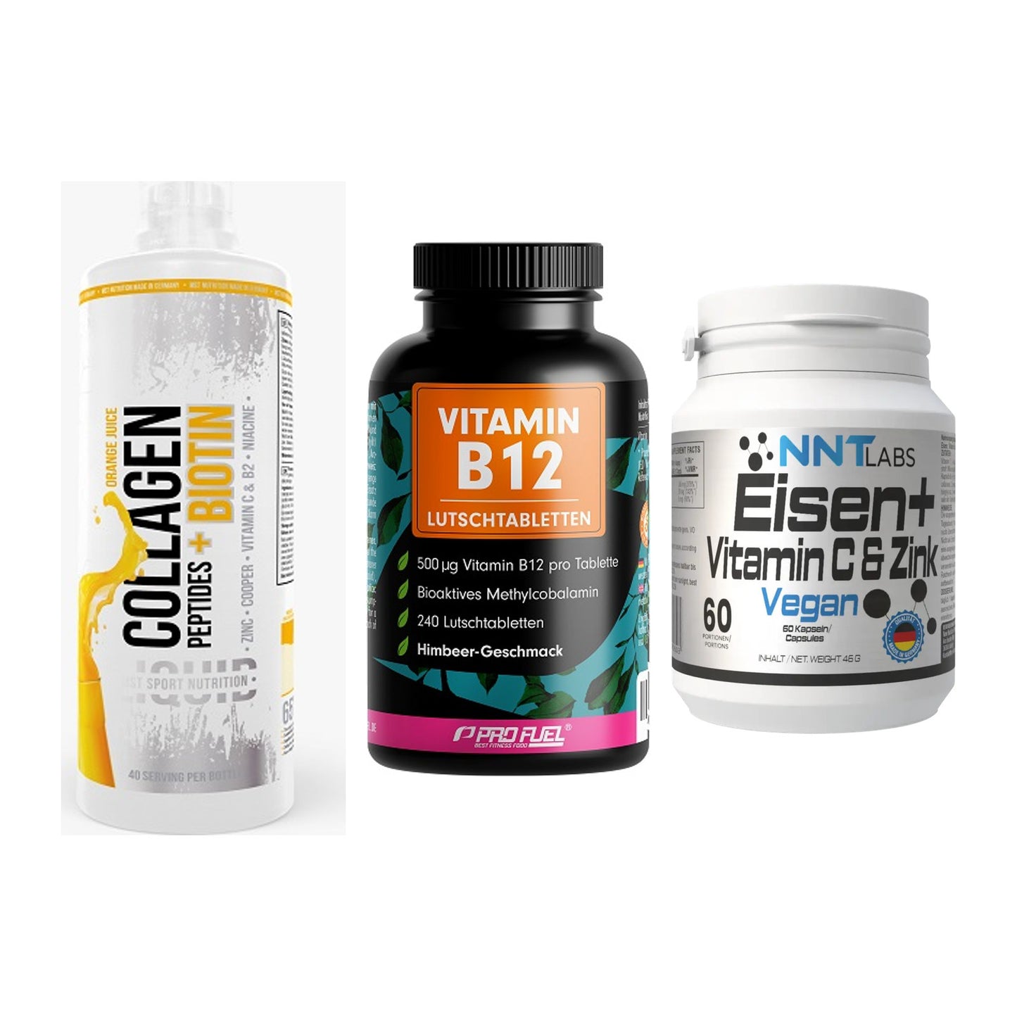 Haut, Haare & Nägel: MST Collagen + ProFuel Vitami + NNT Eisen – alle enthaltenen Artikel