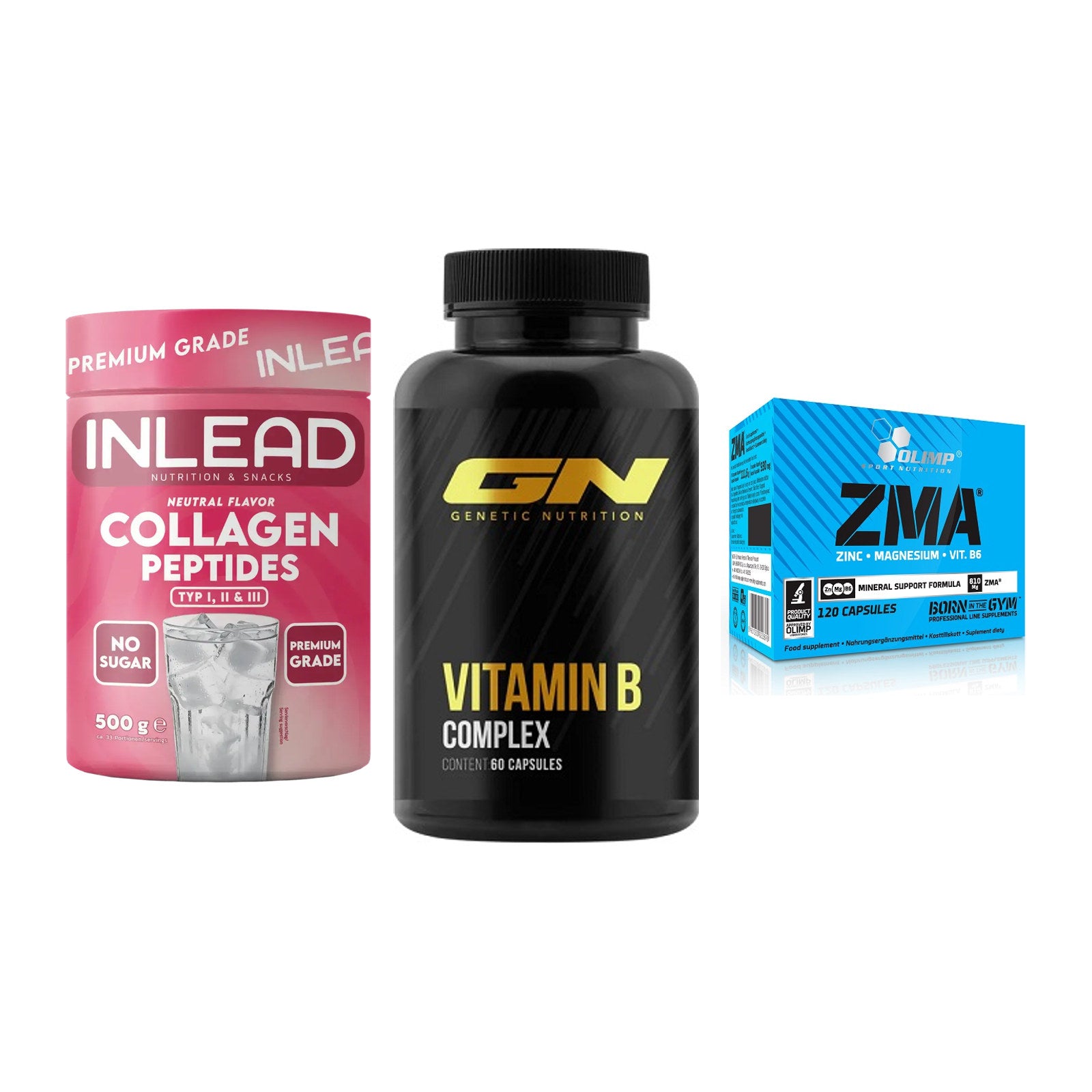 Haut, Haare & Nägel: INLEAD Collage + GN Vitamin + Olimp ZMA – alle enthaltenen Artikel