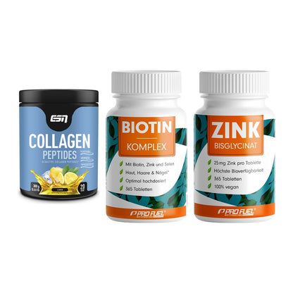 Haut, Haare & Nägel: ESN Collagen + ProFuel BIOTIN + ProFuel Zink – alle enthaltenen Artikel
