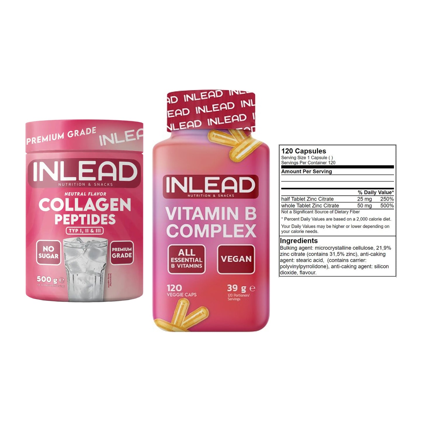 Haut, Haare & Nägel: INLEAD Collage + INLEAD Vitamin + GN Zinc Citrat – alle enthaltenen Artikel