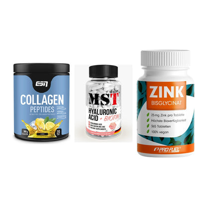 Haut, Haare & Nägel: ESN Collagen + MST Hyaluronic + ProFuel Zink – alle enthaltenen Artikel