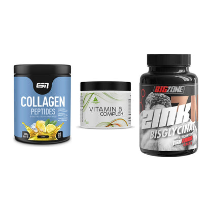 Haut, Haare & Nägel: ESN Collagen + Peak Vitamin B + Big Zone Zink – alle enthaltenen Artikel