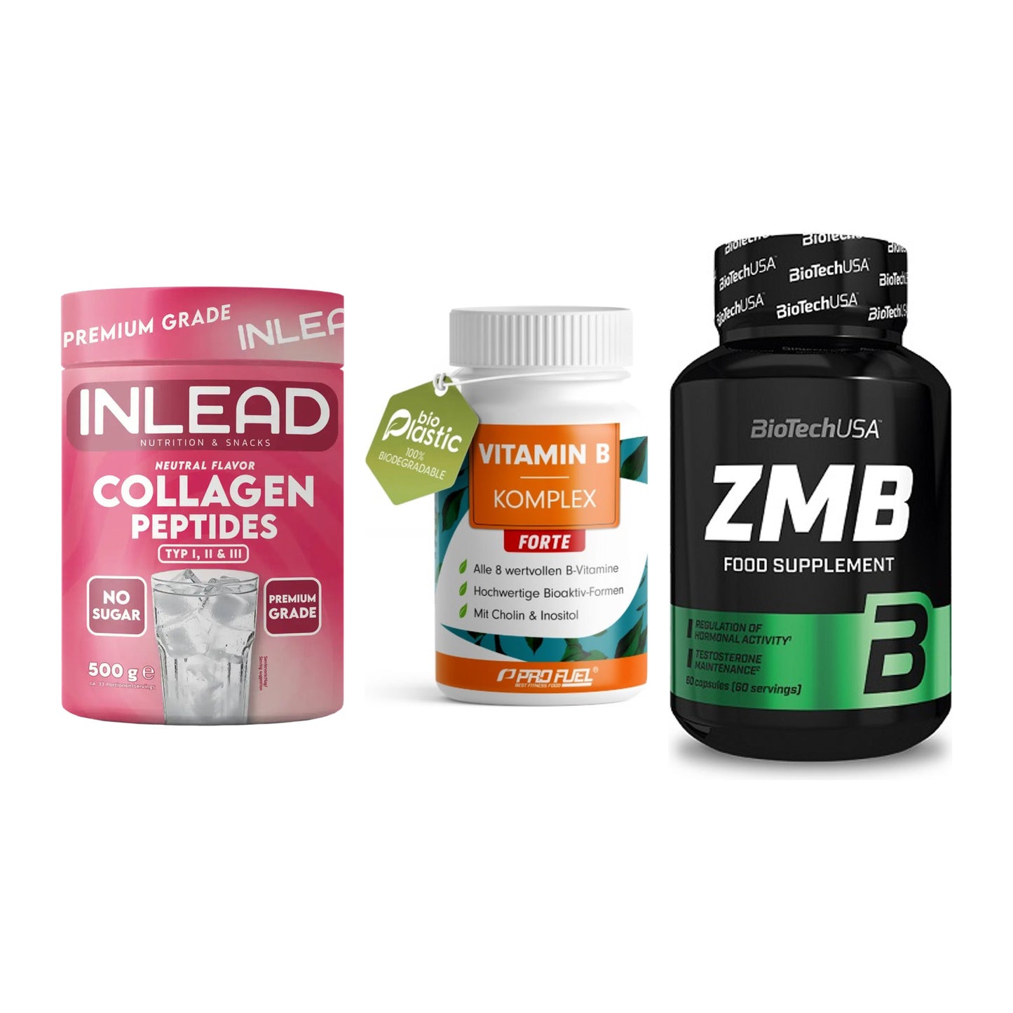 Haut, Haare & Nägel: INLEAD Collage + ProFuel Vitami + BioTech ZMB – alle enthaltenen Artikel
