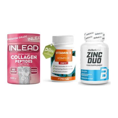 Haut, Haare & Nägel: INLEAD Collage + ProFuel Vitami + BioTech Zinc – alle enthaltenen Artikel